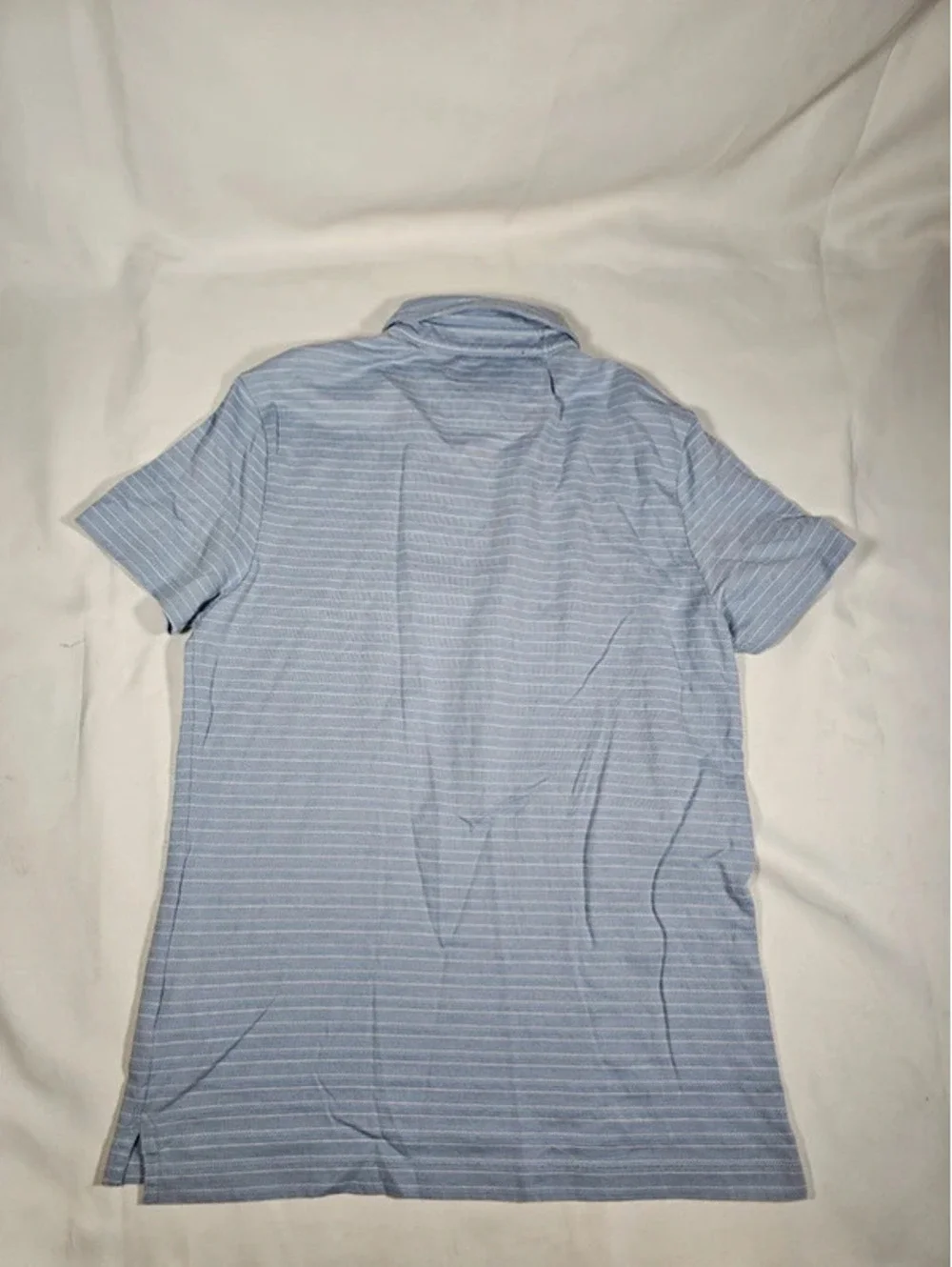 banana republic luxury touch mens blue stripe short sleeve polo shirt size small